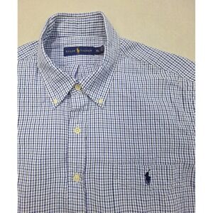 Polo Ralph Lauren Shirt Mens XL Seersucker LIMITED USE Short Sleeve Blue Check